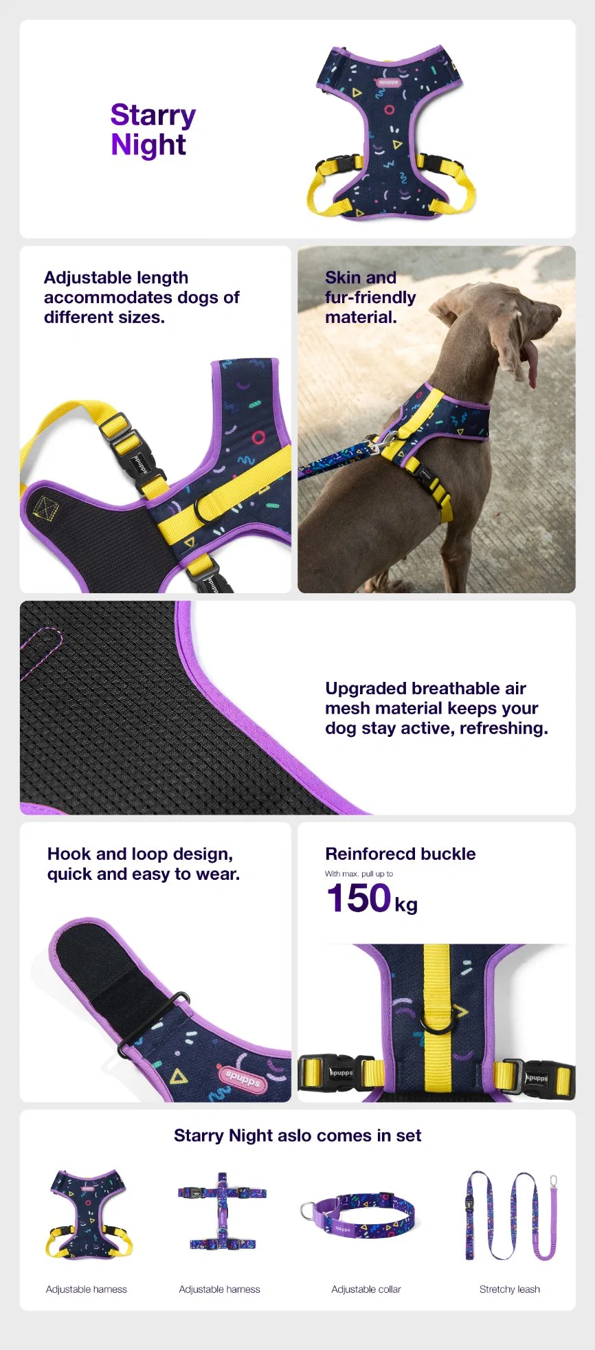 Voovpet/OEM/ODM Comfortable Breathable Soft Air Mesh Pet Dog Harness with Fashionable Design